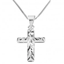 Ogrlica izrađena od 925 srebra - križ s kosim utorima