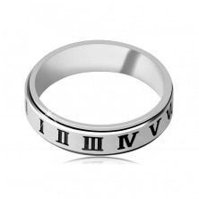 Srebrni prsten - traka s rimskim brojevima