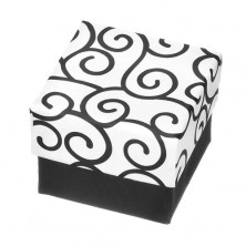 Poklon kutijica za prsten - crno-bijela kocka s uzorkom vrtloga