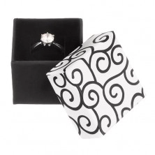 Poklon kutijica za prsten - crno-bijela kocka s uzorkom vrtloga