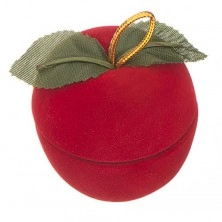 Baršunasta kutijica za prsten - jabuka s listićima