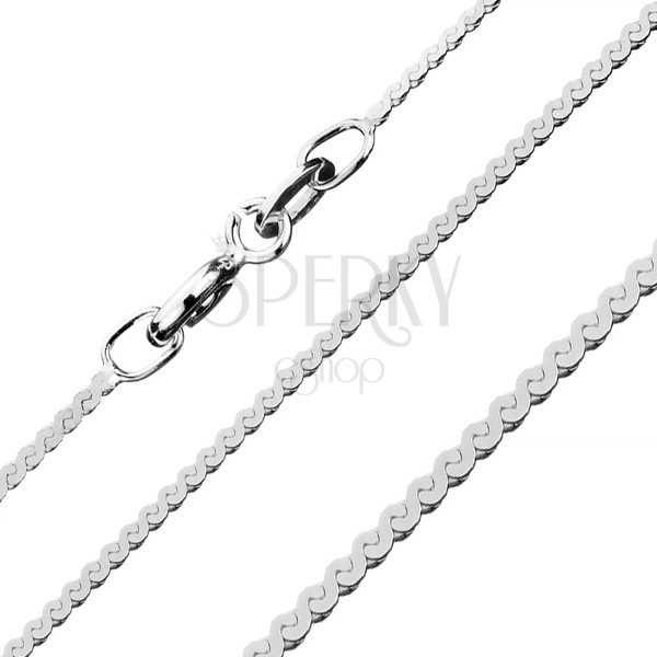 Plosnati srebrni lanac, niz karika u obliku slova S, 1,1 mm