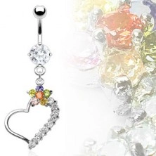 Raskošni srcoliki piercing sa cvijetom u bojama