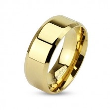 Vjenčani prsten izrađen od čelika zlatne boje ukošenih rubova, 8 mm
