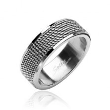 Mrežasti prsten od nehrđajućeg čelika sa sjajnim obrubom