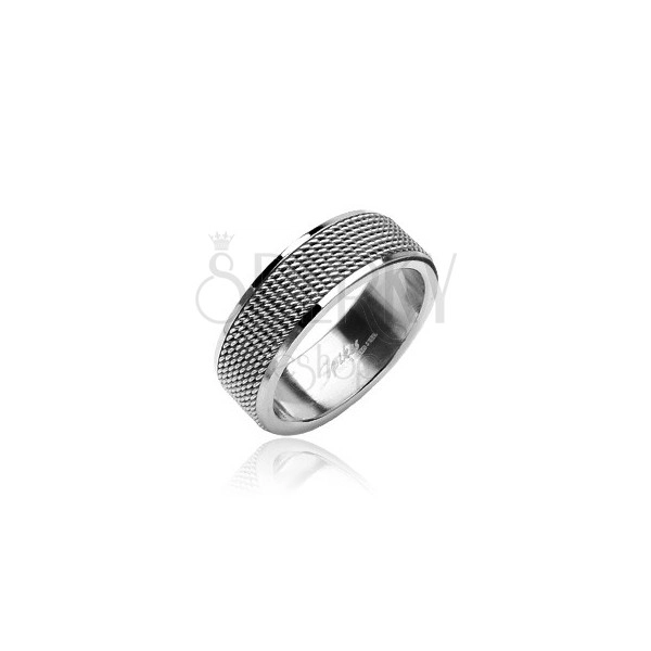 Mrežasti prsten od nehrđajućeg čelika sa sjajnim obrubom