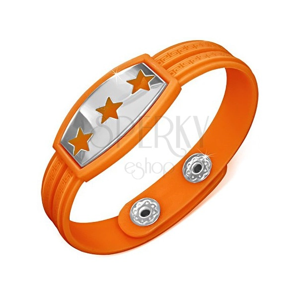 Gumena narukvica - narančasta s zvijezdama i grčkim motivom