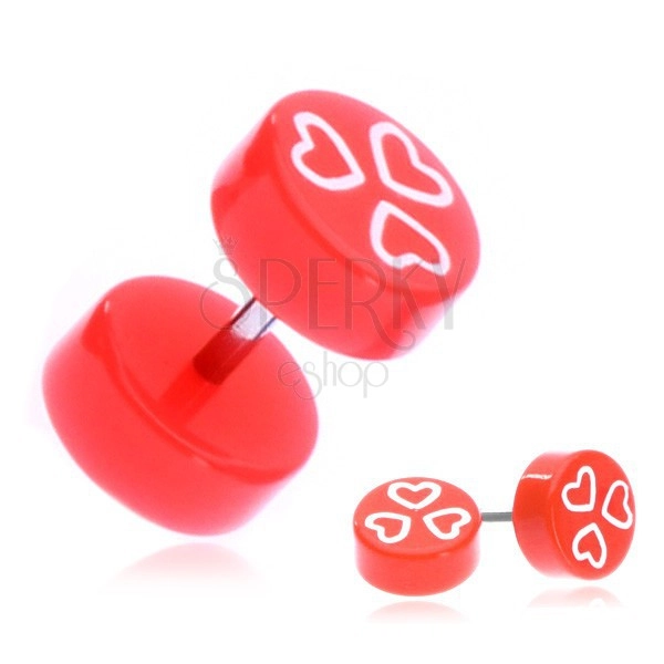 Lažni akrilni piercing za uho - narančasta boja sa srcima
