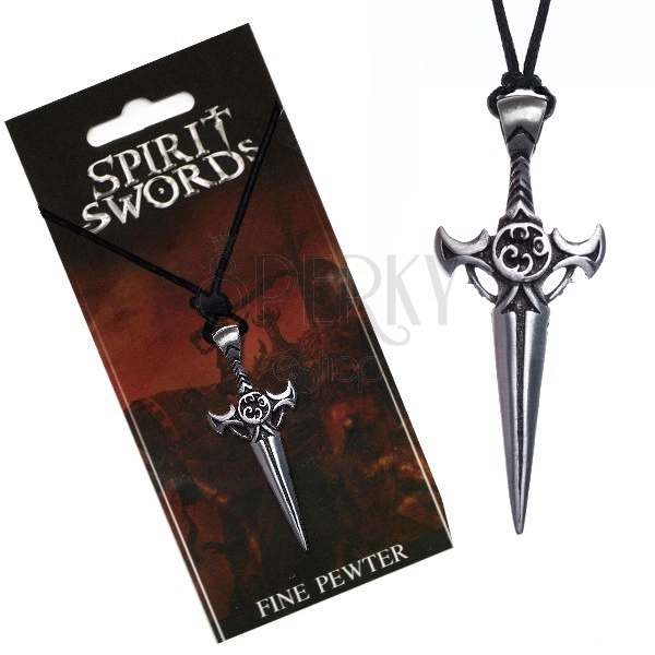 Crna ogrlica sa žicama - metalni mač s patiniranim dizajnom