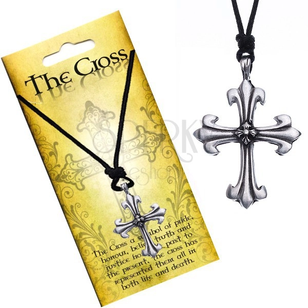 Ogrlica sa privjeskom u obliku križa, krakovi u obliku ljiljana