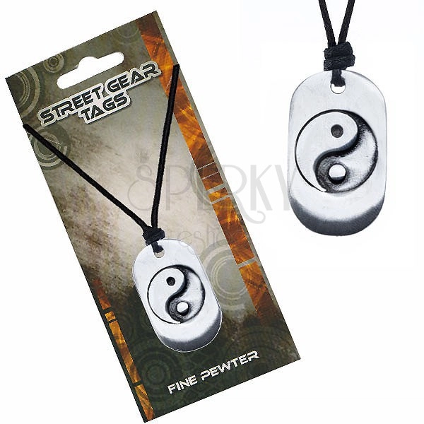 Ogrlica od špagice, metalna pločica s yin yang simbolom