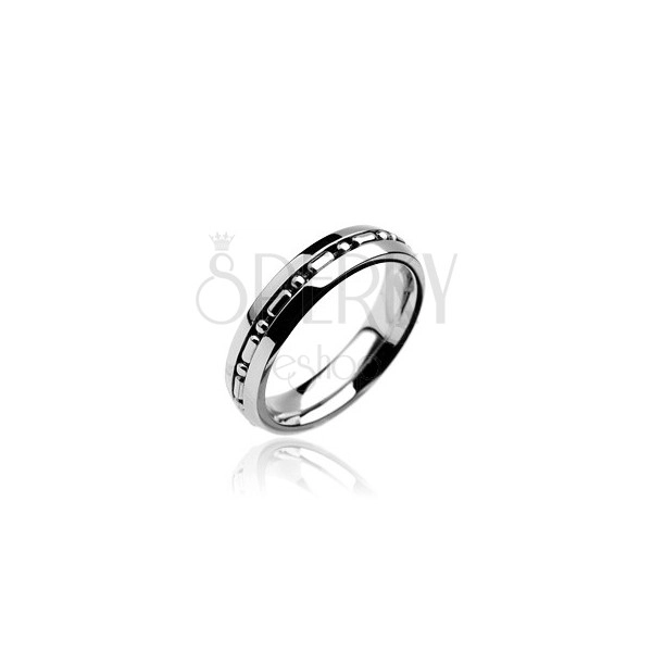 Prsten od nehrđajućeg čelika s vojnim zrnastim lančićem