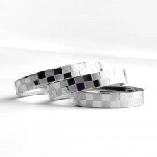 Prsten od nehrđajućeg čelika s uzorkom šahovske ploče