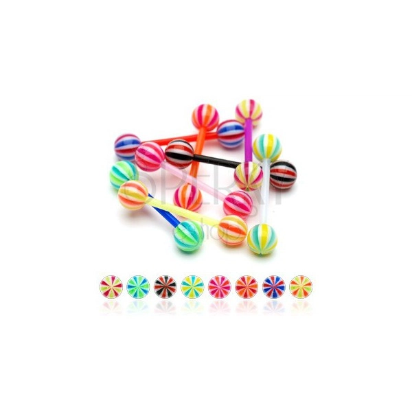 Piercing za jezik - savitljiva ultraljubičasta šipkica u bojama slatkiša