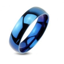 Plavi metalni vjenčani prsten - glatki prsten zrcalnog sjaja