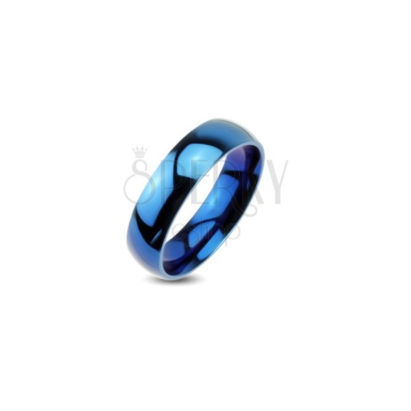 Plavi metalni vjenčani prsten - glatki prsten zrcalnog sjaja