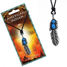 Ogrlica od uzice sa indijanskim perjem i plavim očima