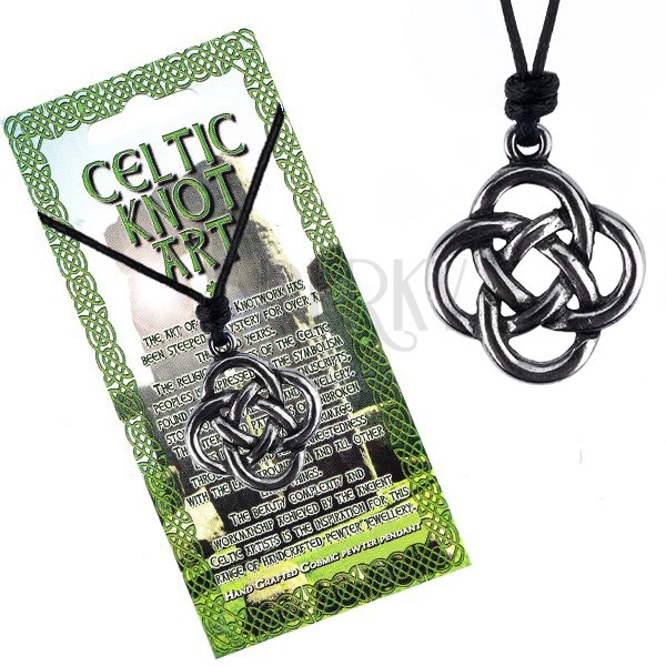Ogrlica s crnom špagicom, keltski čvor od četiri karike