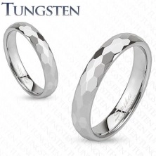 Prsten izrađen od volframa - srebrni prsten brušen u šesterokute