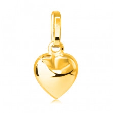 Privjesak od zlata 585 - 3D srce sa sjajnom površinom i urezom