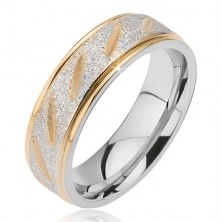 Čelični vjenčani prsten - mat centralni dio s zlatnim urezima i rubovima