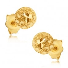 Naušnice izrađene od 585 zlata - pjeskarene loptice sa sjajnim zrnima