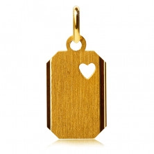 Zlatni privjesak - pločica sa prorezom u obliku srca i mat površinom