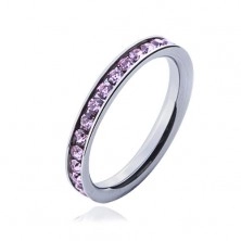 Prsten s roza cirkonima - vjenčani prsten od čelika