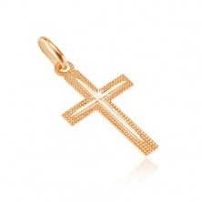 Privjesak od 14K zlata - svjetlucavi latinski križ s uskim prorezom
