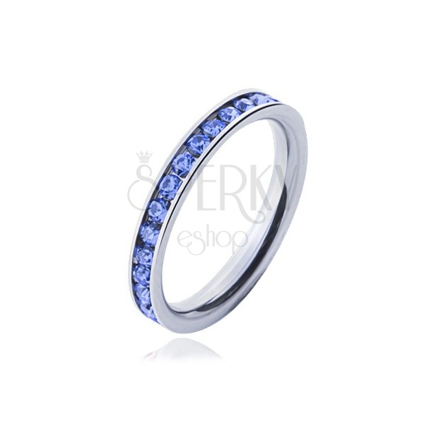 Prsten izrađen od kirurškog čelika - svijetlo plavi kamenčići