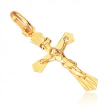 Zlatni privjesak - križ sa nakošenim krakovima i Kristom