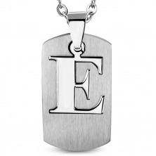 Privjesak od čelika - dvodijelna pločica sa slovom "E"