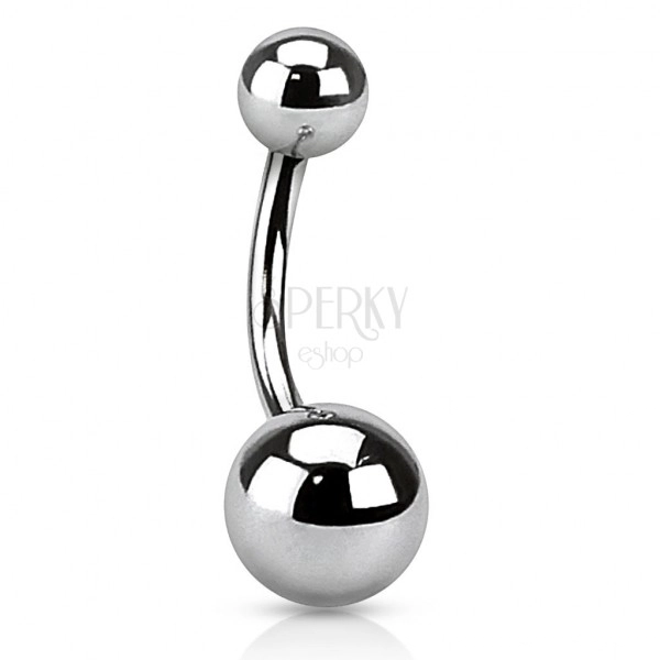 Čelični piercing za pupak srebrne boje - jednostavne loptice, 1,6 mm