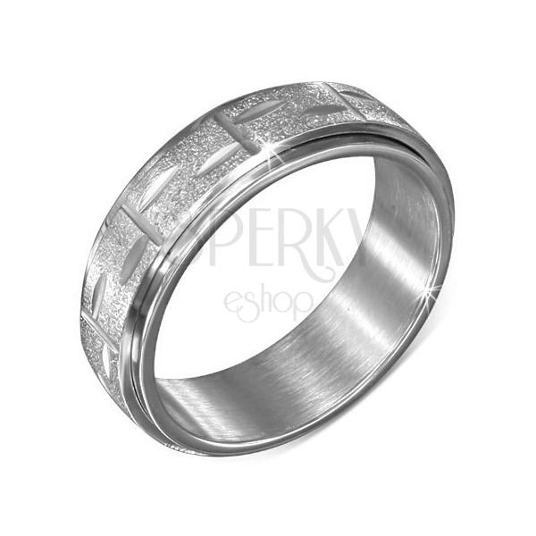Čelični prsten srebrne boje - rotirajći pjeskareni obruč sa usjecima
