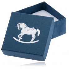 Plava kutijica za nakit, srebrni konjić za ljuljanje