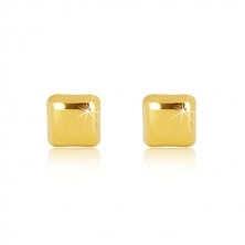Svjetlucave naušnice od zlata 585 - sjajni kvadrati s blago izbočenom površinom