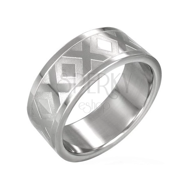 Vjenčani prsten od nehrđajućeg čelika sa X uzorkom, 8 mm