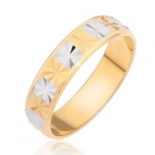 Sjajni prsten - zlatni i srebrni pravokutnici sa dijamantnim brušenjem