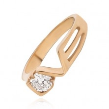 Zlatni prsten od čelika sa prozirnim cirkonom, LOVE