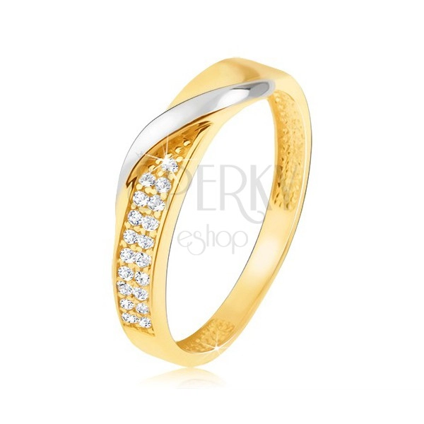 Zlatni prsten - sitni cirkoni, valovit oblik od bijelog zlata 