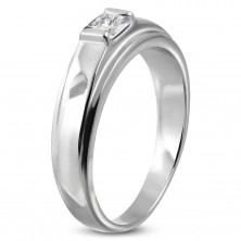 Zaručnički prsten od nehrđajućeg čelika, kvadratni cirkon na uzdignutoj bazi
