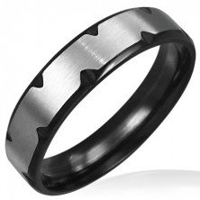 Prsten od nehrđajućeg čelika s crnim rezovima