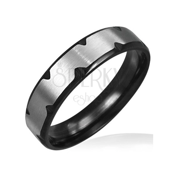 Prsten od nehrđajućeg čelika s crnim rezovima