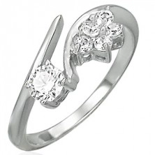 Prsten od nehrđajućeg čelika sa cvijetom i prozirnim cirkonom
