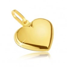 Zlatni privjesak - glatko pravilno srce, zrcalno polirano
