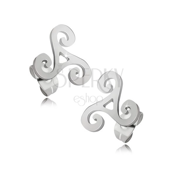 Sjajne čelične naušnice srebrne boje, keltska spirala
