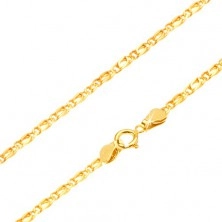 Zlatni lančić - povezane, blistave, ovalne, plosnate karike, 550 mm 