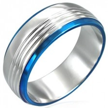 Prsten od nehrđajućeg čelika s dvije plave linije