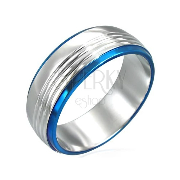 Prsten od nehrđajućeg čelika s dvije plave linije