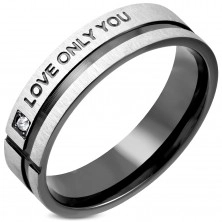 Prsten od nehrđajućeg čelika s cirkonom i crnim prugama
